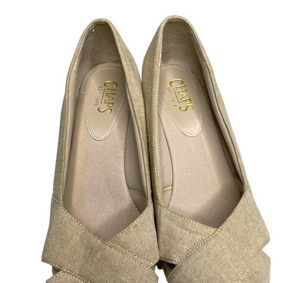 Chaps Womens Dakoda Khaki Chambray Fabric Espadrille Wedge Sandal US Size‎ 9.5 - Picture 8 of 12